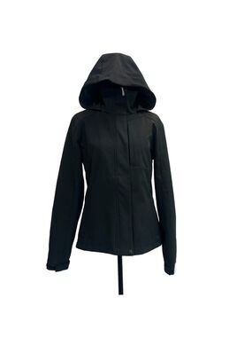Avia black hooded full front zip long sleeve jacket coat Sz M